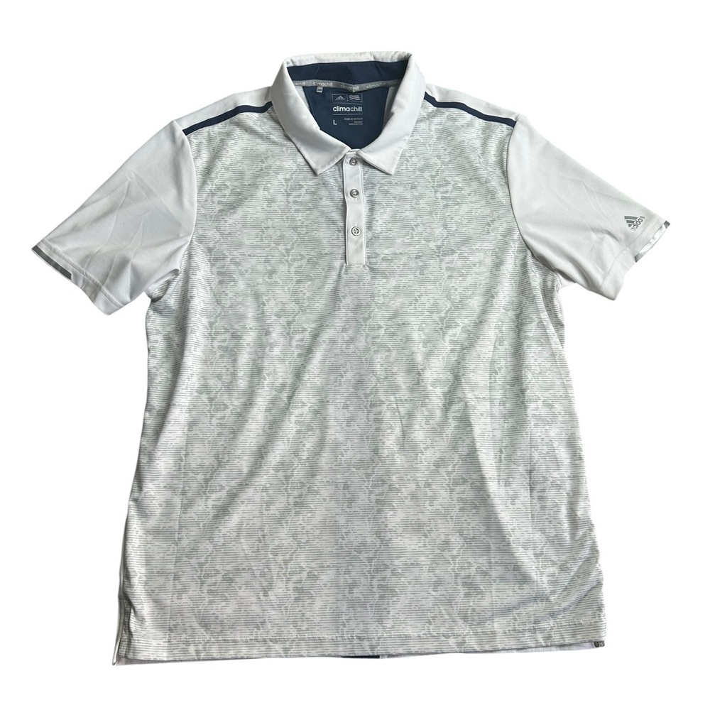 Adidas Golf‎ Men’s Climachill Polo Shirt White Navy Heat Ventilation Size Large